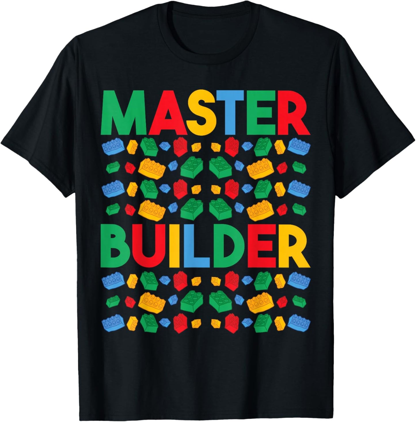 Master Builder Funny Building Blocks Gifts For Boys Kids Men T-Shirt - T-Shirt | Black