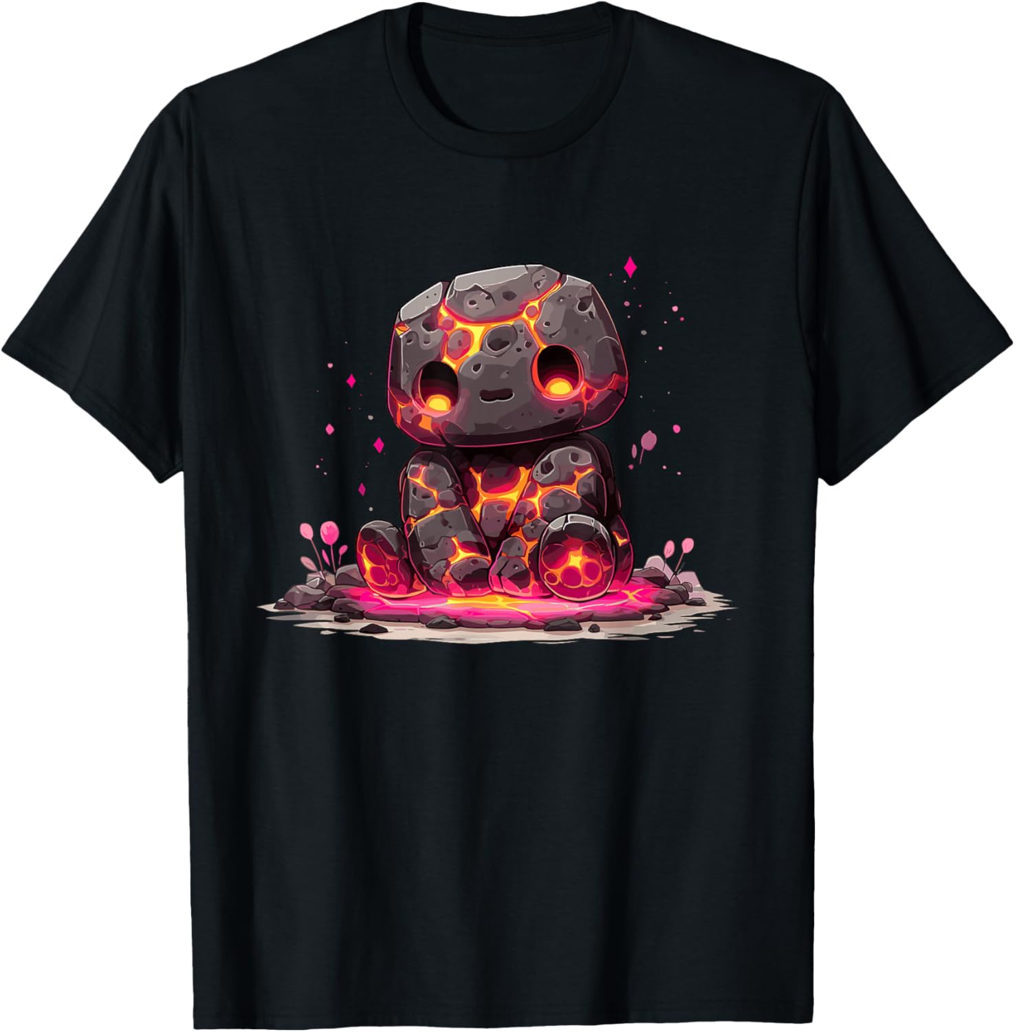 Cute Chibi Magma Golem Kawaii Lava Buddy T-Shirt - T-Shirt | Black
