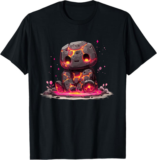 Cute Chibi Magma Golem Kawaii Lava Buddy T-Shirt - T-Shirt | Black