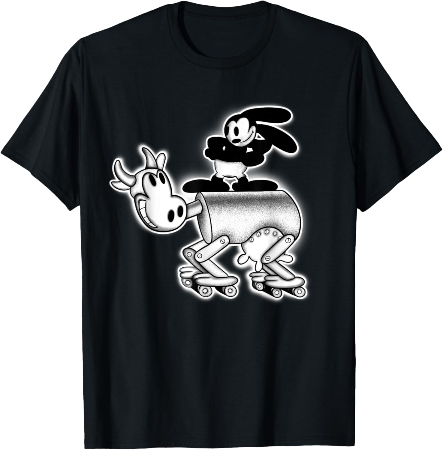 Oswald Rabbit in The Mechanical Cow x 1927 Cartoon T-Shirt - T-Shirt | Black