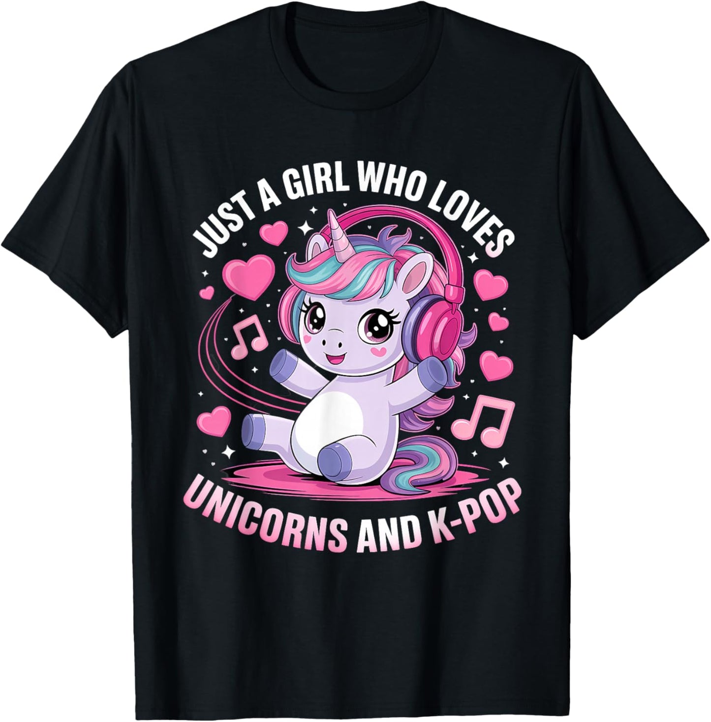 Just A Girl Who Loves Unicorns and K-Pop Girl K Pop Kpop T-Shirt - T-Shirt | Black