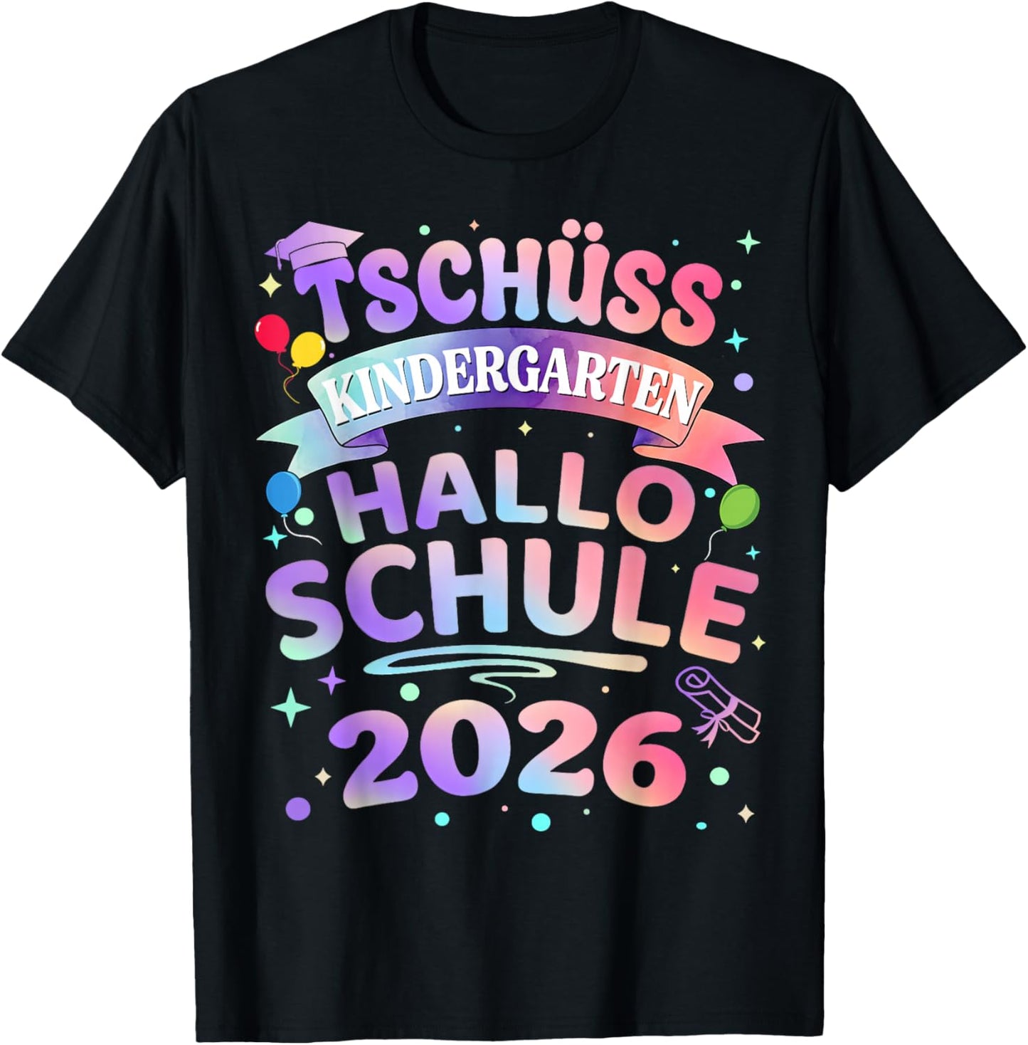 Tschüss Kindergarten Hallo Schule 2026 Schulkind Einschulung T-Shirt - T-Shirt | Black