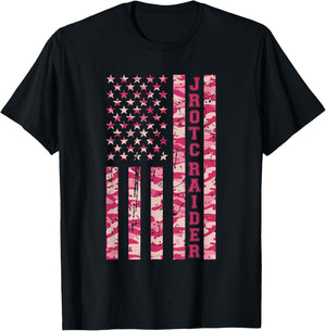 JROTC Raider Competition Fitness Cadet Pink Camo USA Flag T-Shirt - T-Shirt | Black