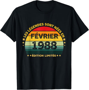 Les Legéndes est Neés February 1988 38th Birthday T-Shirt - T-Shirt | Black