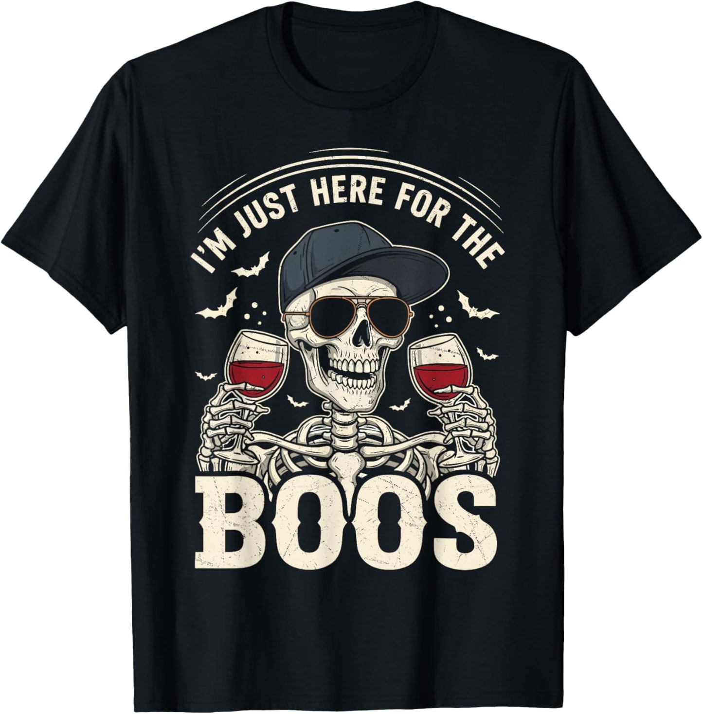 I'm Just Here for The Boos Funny Halloween Skeleton T-Shirt - T-Shirt | Black