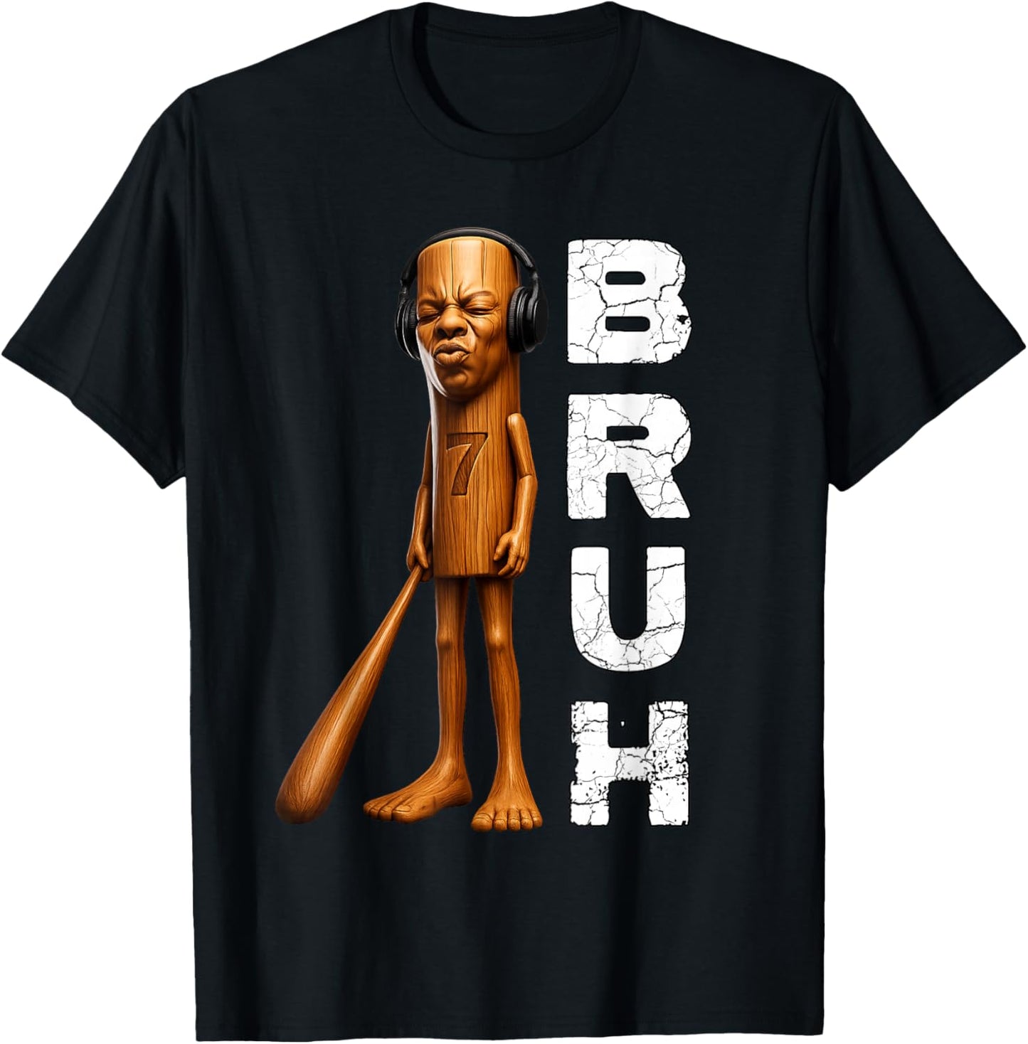 Funny Tung Tung Tung Speed Face Tuff Brainrot Meme T-Shirt - T-Shirt | Black