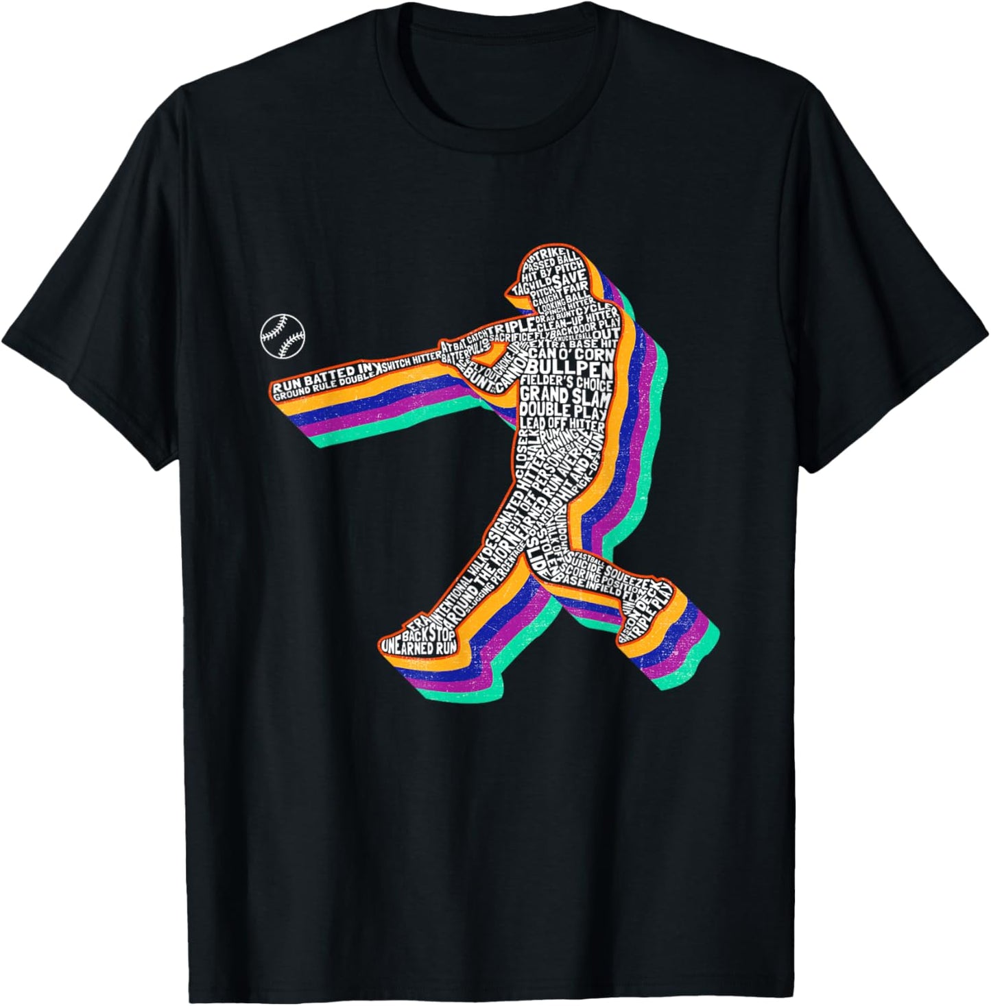 Retro Baseball Player Kids Boys Youth Teens T-Shirt - T-Shirt | Black