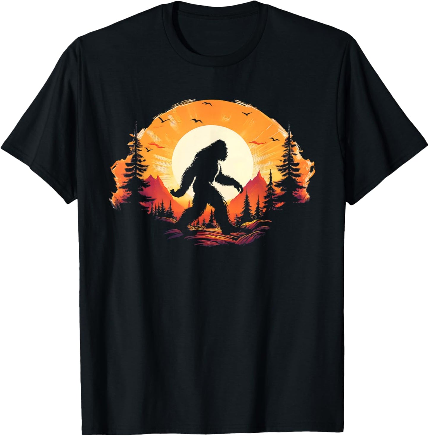 Bigfoot Believer Silhouette Sasquatch Hide And Seek T-Shirt - T-Shirt | Black