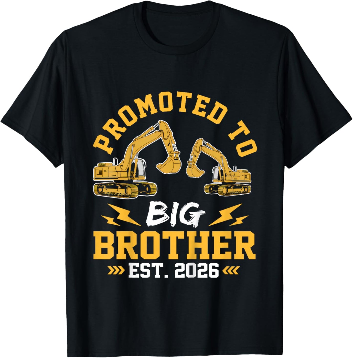 Kids Promoted to Big Brother 2026 Construction Excavator Toddlers T-Shirt - T-Shirt | Black
