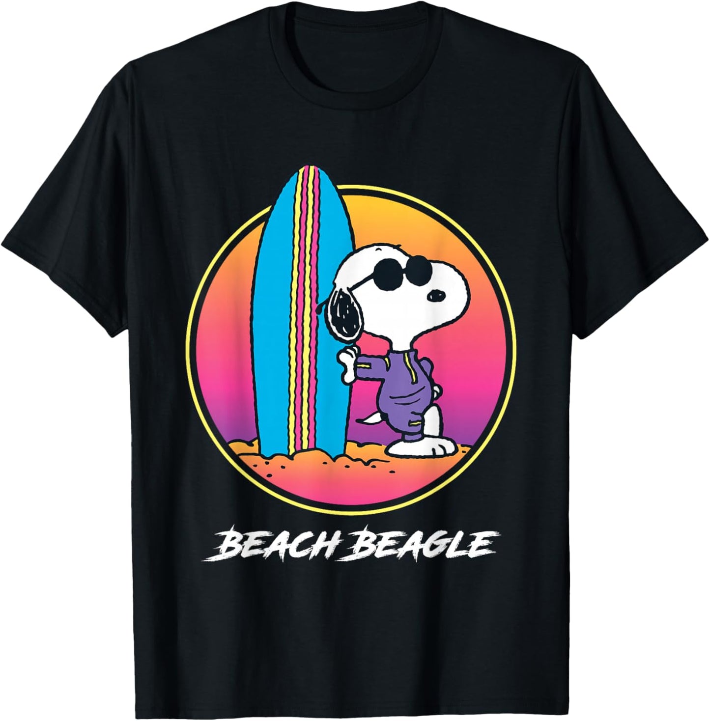 Peanuts Beach Beagle Surf Snoopy T-Shirt - T-Shirt | Black