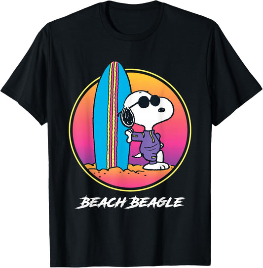Peanuts Beach Beagle Surf Snoopy T-Shirt - T-Shirt | Black