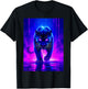 A Fierce Panther Glows in Purple and Pink Electric Flames T-Shirt - T-Shirt | Black