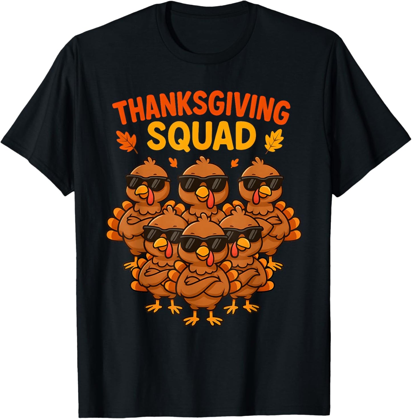Funny Thanksgiving Turkey Squad Crew Boys Girls Kids Teens T-Shirt - T-Shirt | Black
