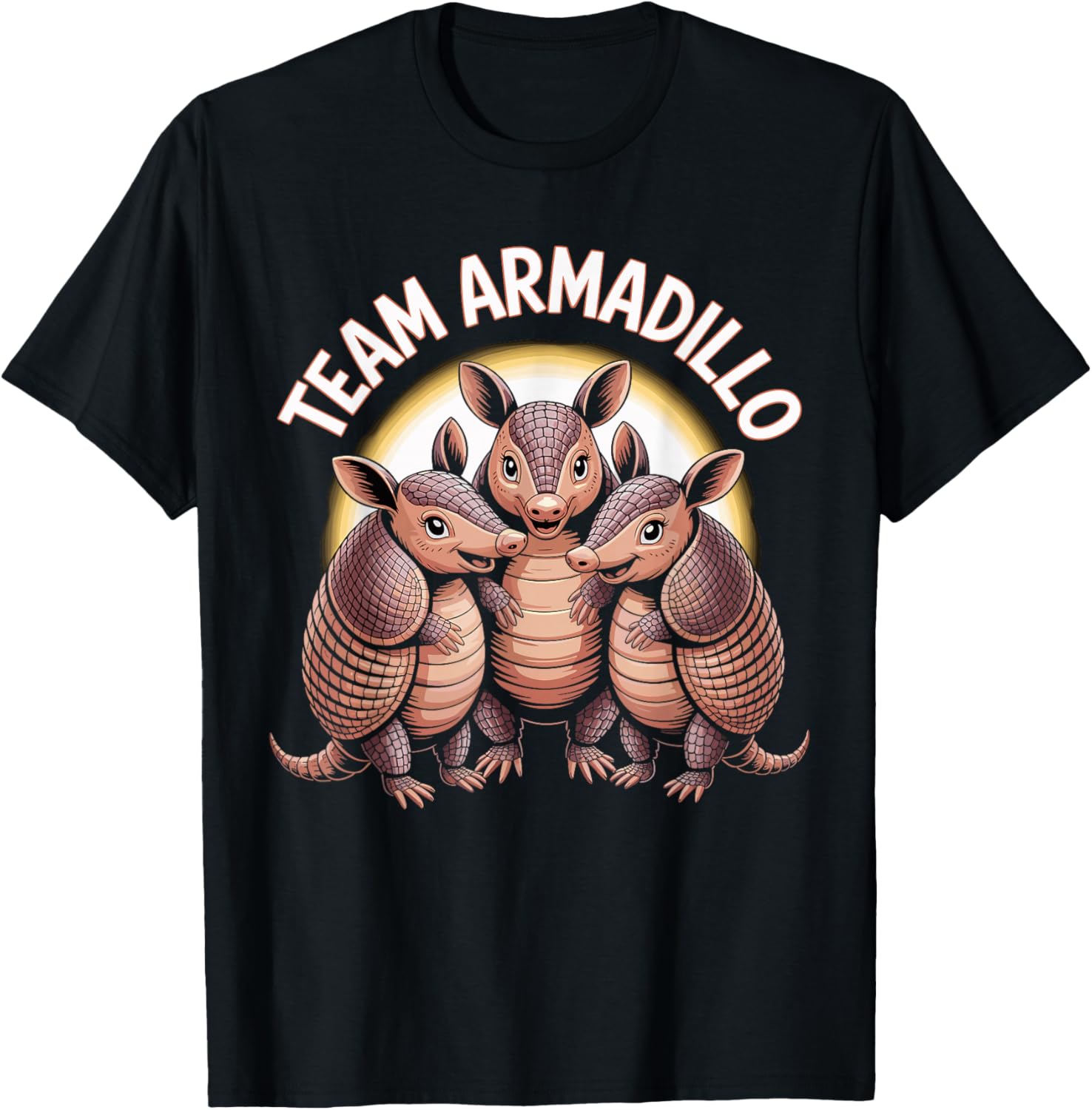 Armadillo Team Cute Cartoon Texas Wildlife Desert Animal T-Shirt - T-Shirt | Black