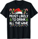 Most Likely TO DRINK ALL THE WINE Matching Christmas T-Shirt - T-Shirt | Black