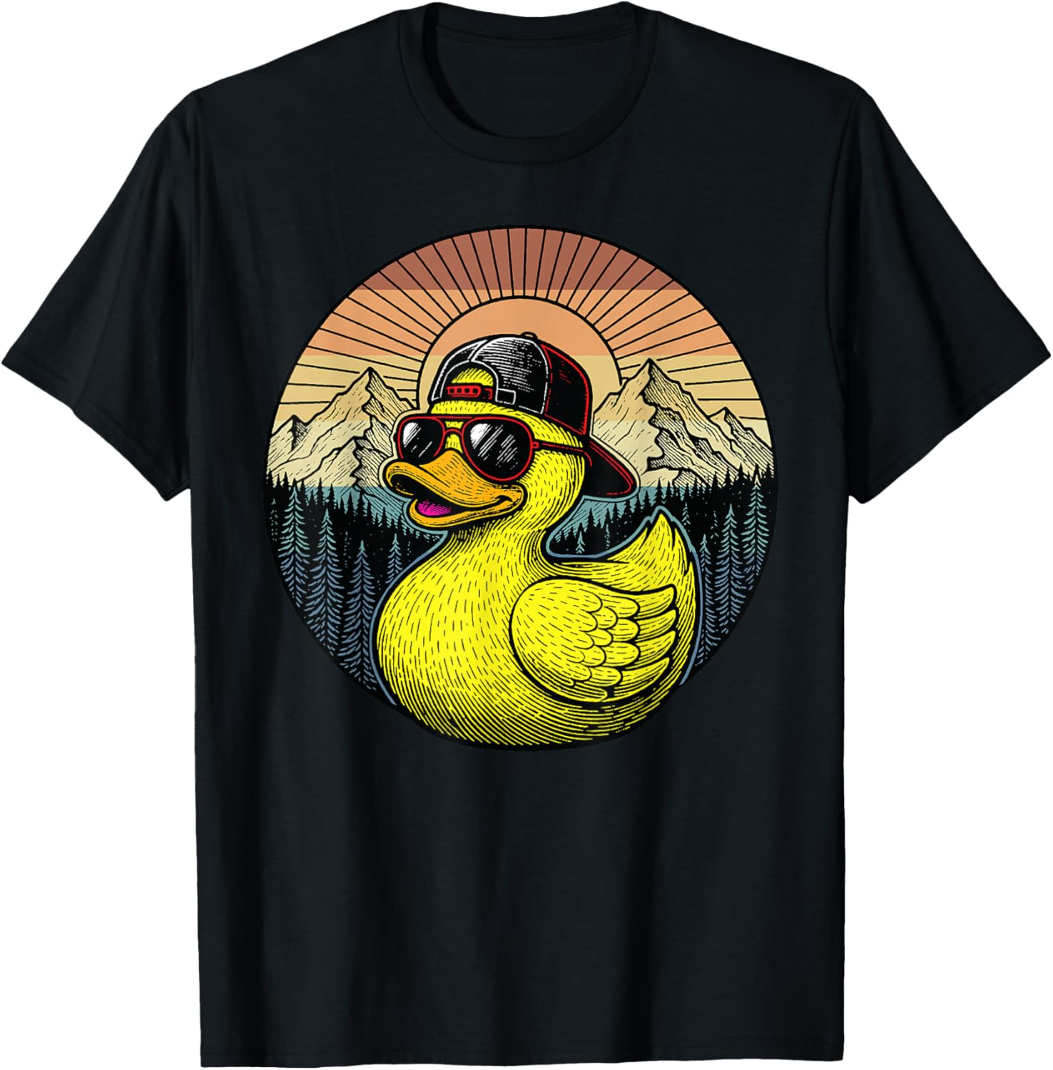 Cool Rubber Duck Sunglasses Funny Duckie Retro Duckling Gift T-Shirt - T-Shirt | Black