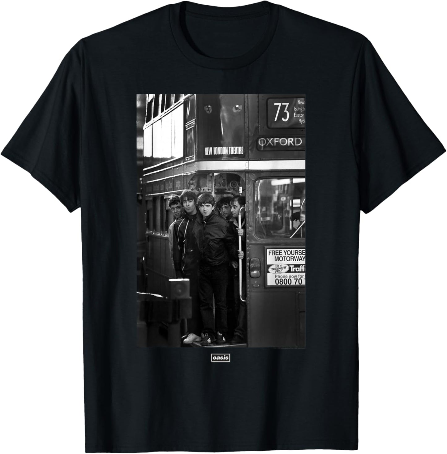 Oasis London Bus Photograph -Kids - Black, Small T-Shirt - T-Shirt | Black