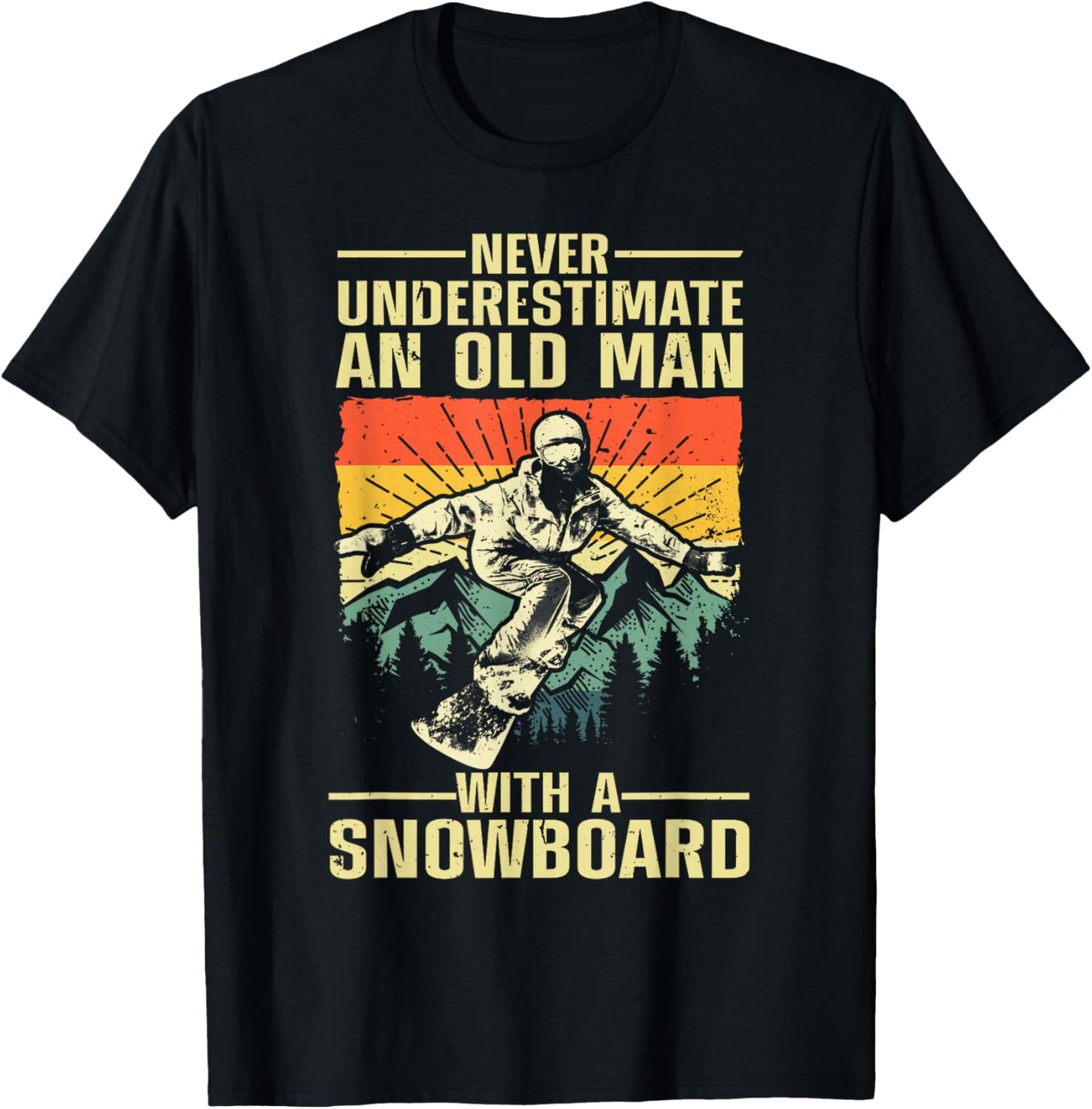 Cool Snowboarding Art Grandpa Dad Winter Snowboarder T-Shirt - T-Shirt | Black