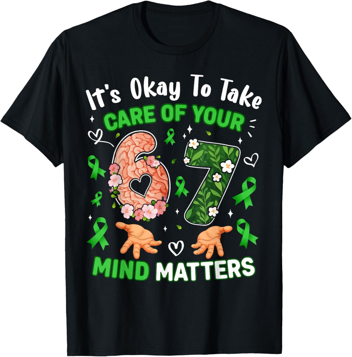 Six Seven Mind Matters Mental Health Awareness 6 7 Kids Boys T-Shirt - T-Shirt | Black