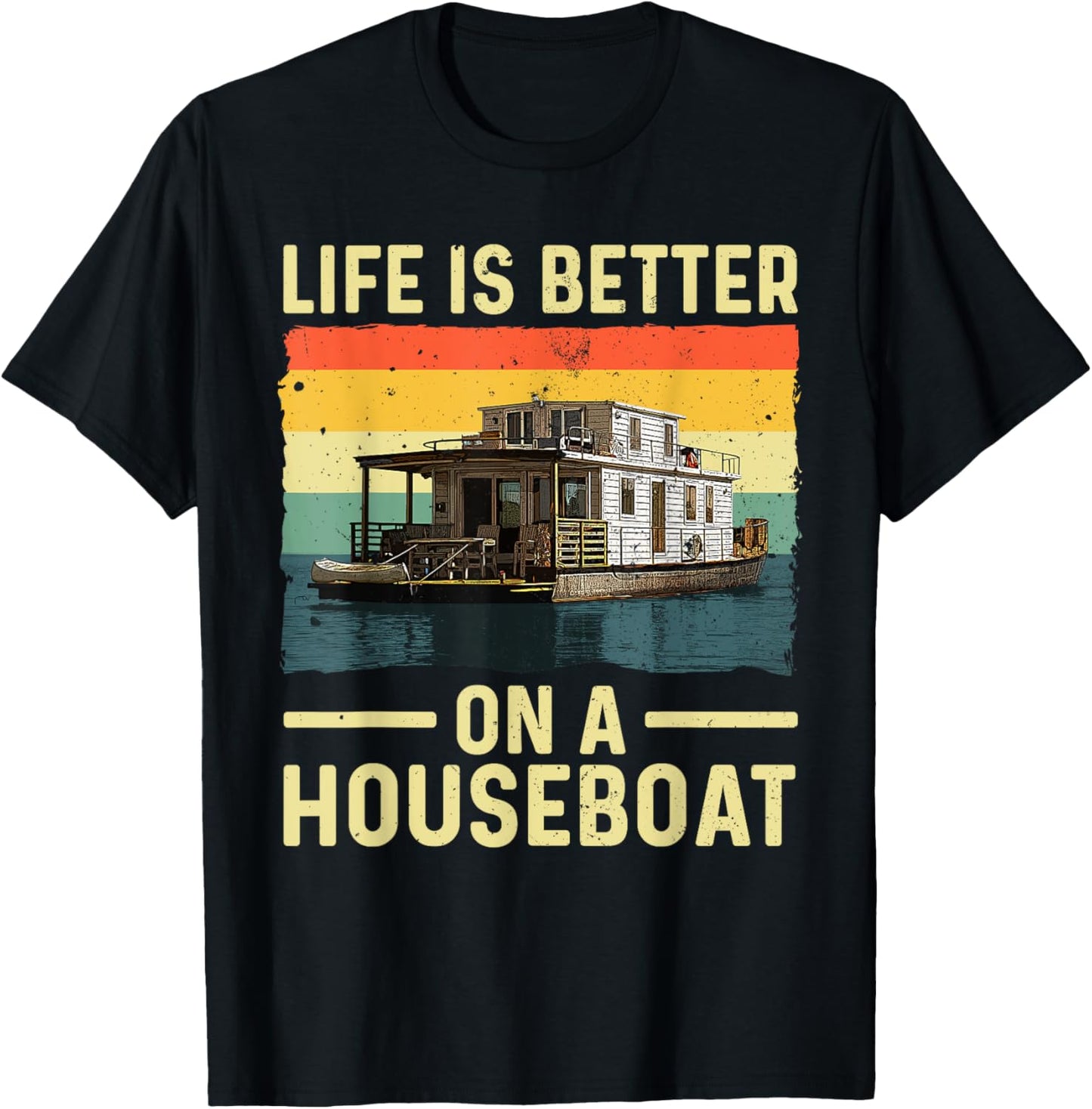 Cool Houseboat Design Women Boat Houseboat Captain T-Shirt - T-Shirt | Black