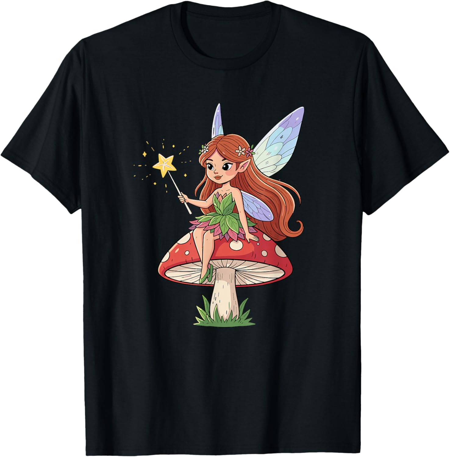 Enchanted Toadstool Forest Fairy Princess T-Shirt - T-Shirt | Black