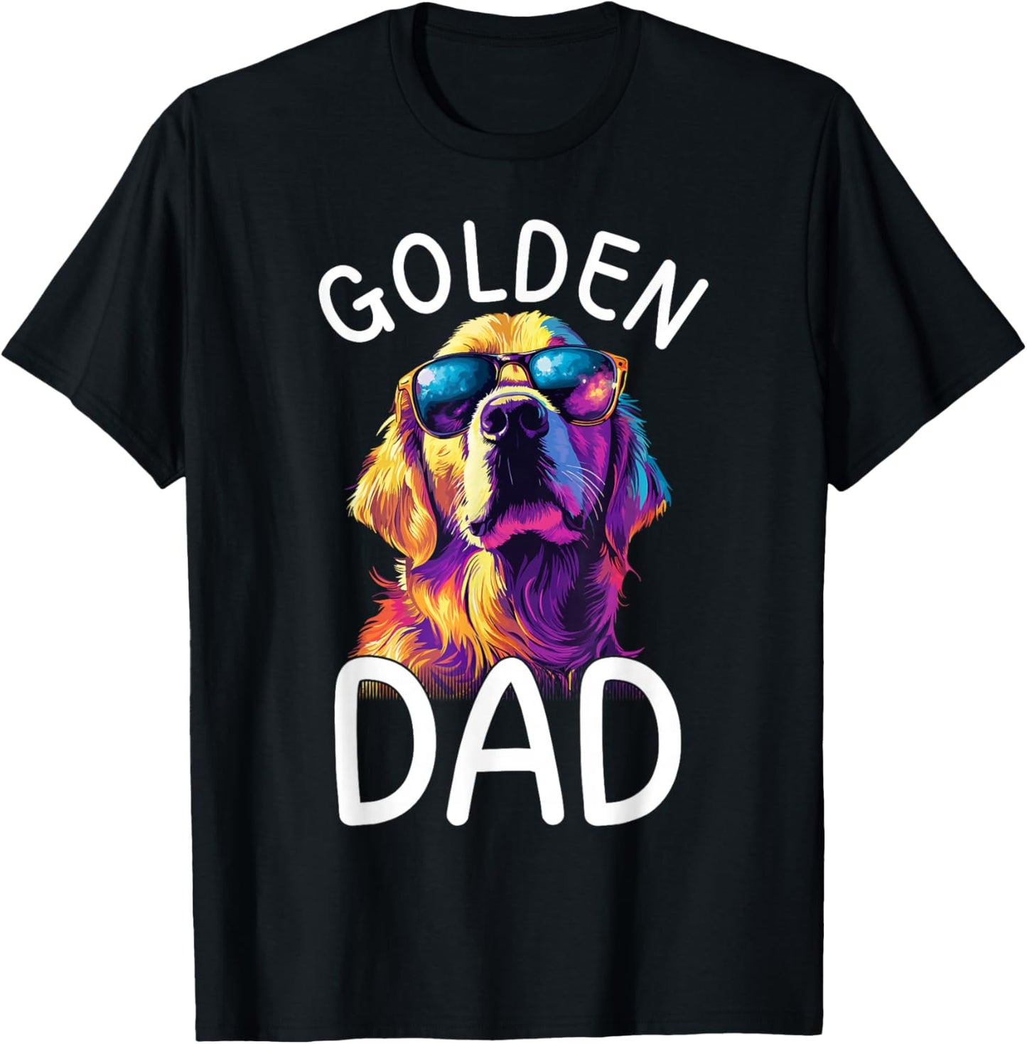 Golden Retriever Lovers Pop Art Golden Retriever Dad T-Shirt - T-Shirt | Black