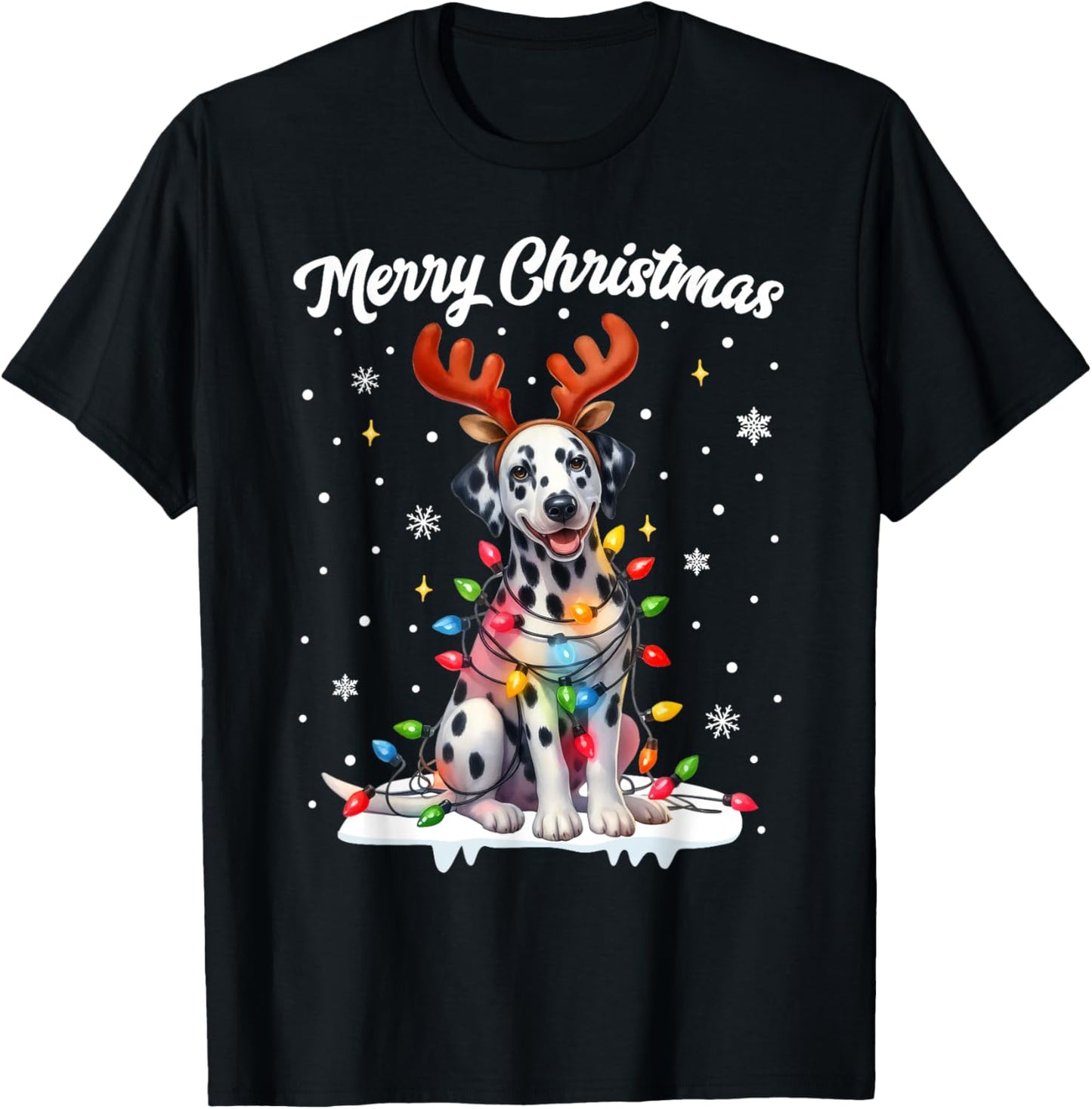 Christmas Pajamas Men Women Kids Christmas Outfit Dalmatian T-Shirt - T-Shirt | Black