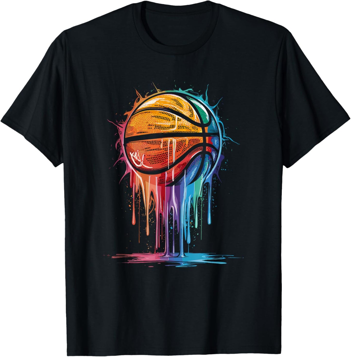 Colorful Basketball Player Hoop Basket T-Shirt - T-Shirt | Black