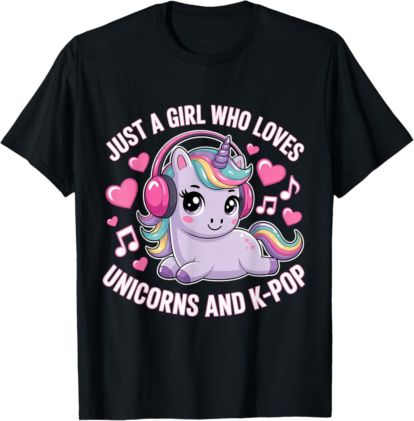 Just A Girl Who Loves Unicorns and K-Pop Girl K Pop Kpop T-Shirt - T-Shirt | Black