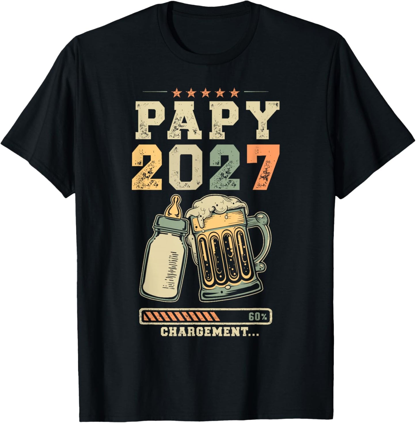 Papy 2027 Chargement Futur Grand Père Annonce Bébé T-Shirt - T-Shirt | Black
