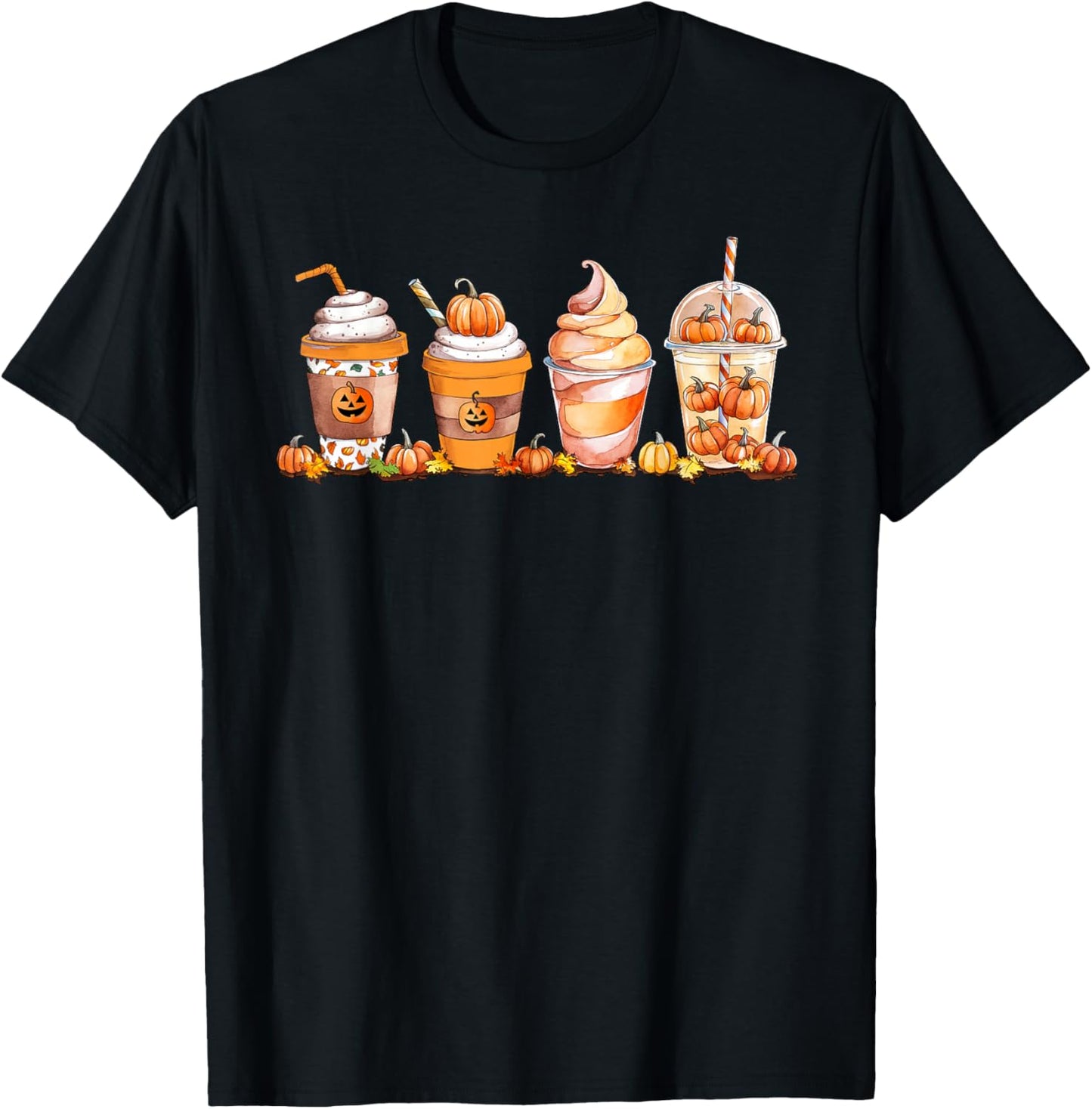 Pumpkin Spice Latte, Fall Coffee, Pumpkin Spice Thanksgiving T-Shirt - T-Shirt | Black