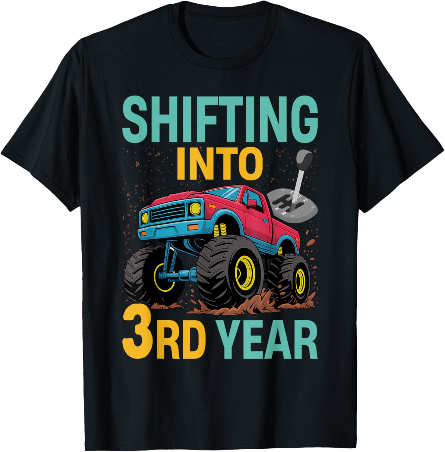 Shifting into 3rd Year Third Racing Car Theme Birthday Boy T-Shirt - T-Shirt | Black