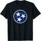Tennessee Flag Tristar Logo Retro Vintage Distressed T-Shirt - T-Shirt | Black