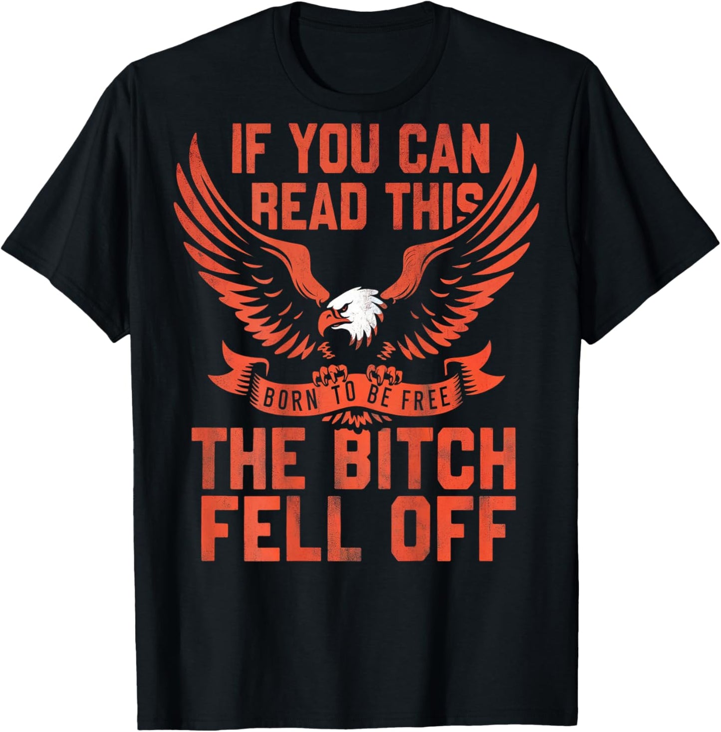 If You Can Read This The Bitch Fell Off Biker Back Print T-Shirt - T-Shirt | Black