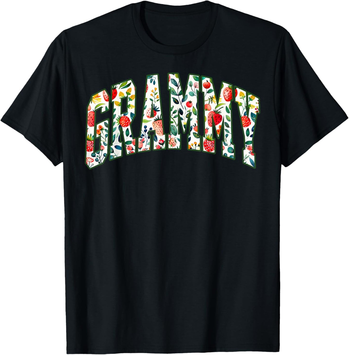 Floral Strawberry Grammy Christmas Grandma To Be Mothers Day T-Shirt - T-Shirt | Black