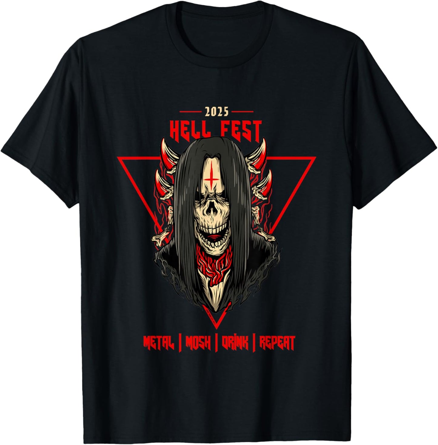 HellFest Metal, Mosh, Drink, Repeat. , Black, S T-Shirt - T-Shirt | Black