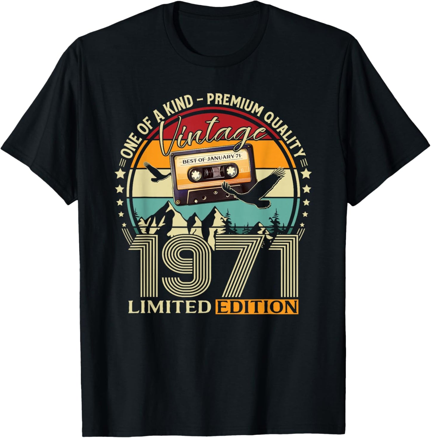 55 Ans Anniversaire Homme Femme Janvier 1971 Cassette T-Shirt - T-Shirt | Black
