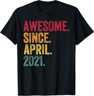 Awesome Since April 2021 5th Birthday 5 Years Old - Retro T-Shirt - T-Shirt | Black