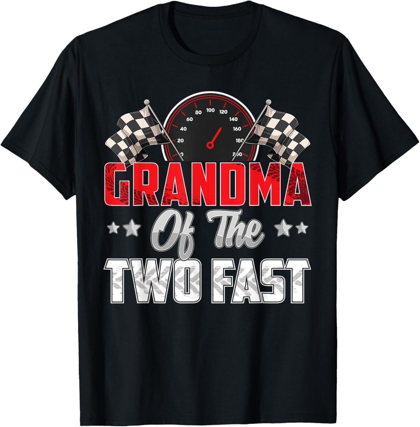 2 year old racing car two fast birthday 2nd Family Grandma T-Shirt - T-Shirt | Black