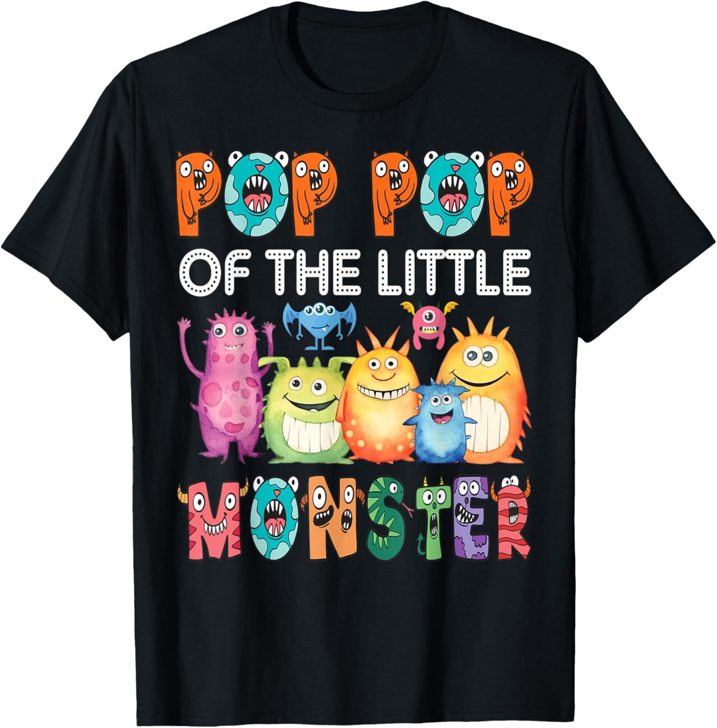 Pop Pop Of The Little Monster Kids 1St Birthday Party T-Shirt - T-Shirt | Black