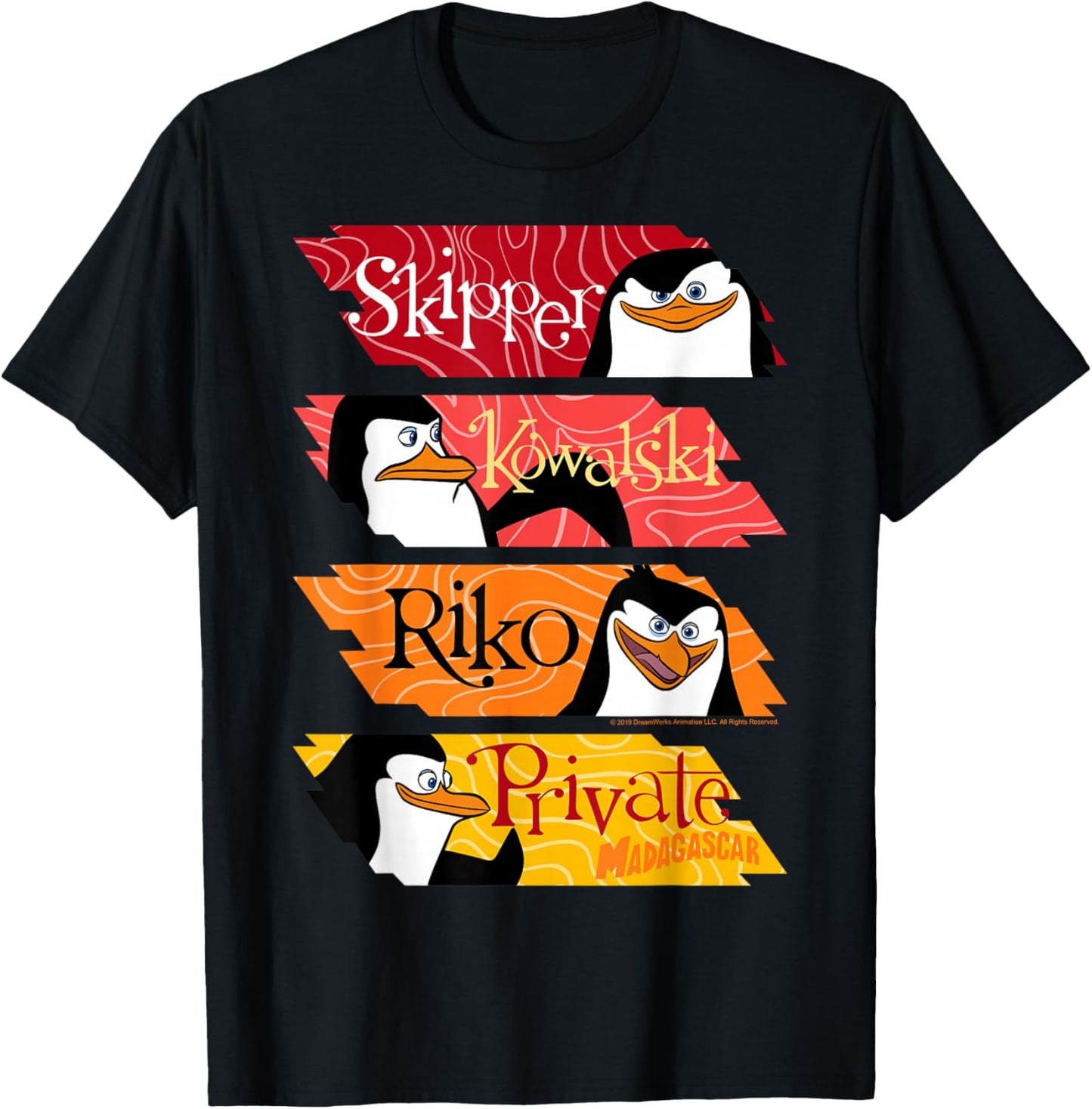 Madagaskar Pinguins Name Panels Poster T-Shirt - T-Shirt | Black
