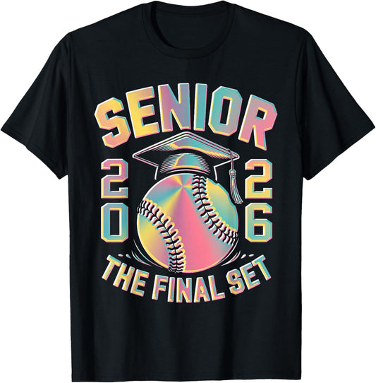Tie dye Class of 2026 Senior Softball The Final Set Grad T-Shirt - T-Shirt | Black