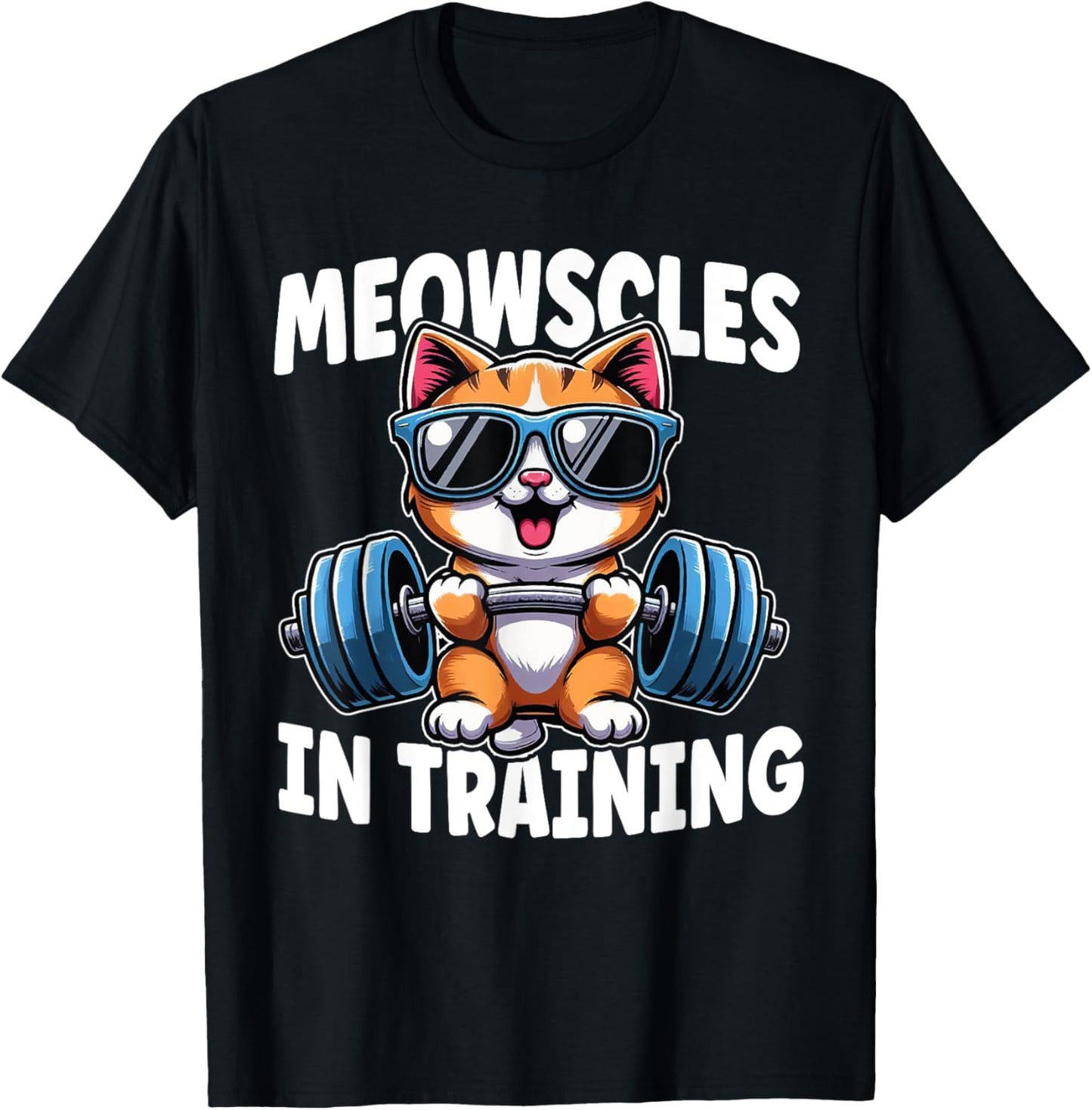 Kitty Workout Meowscles In Training Funny Gym Workout Cat T-Shirt - T-Shirt | Black