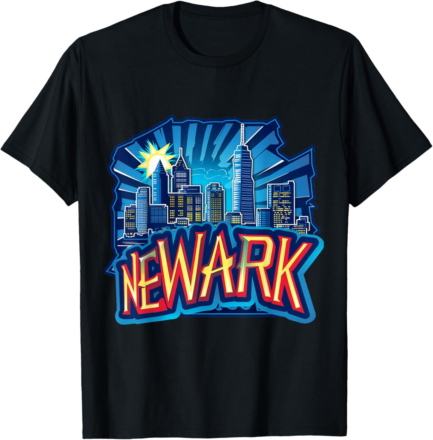Newark New Jersey NJ Downtown Skyline City Pride Urban Vibes T-Shirt - T-Shirt | Black
