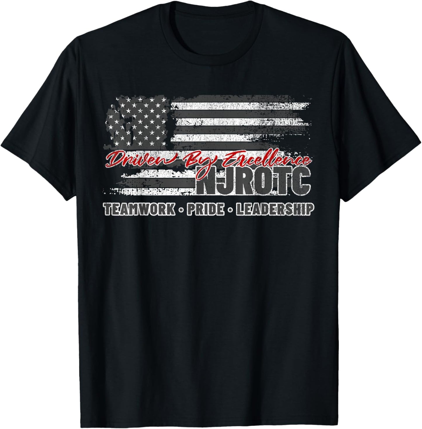 NJROTC Teamwork Pride Leadership American Flag Naval JROTC T-Shirt - T-Shirt | Black