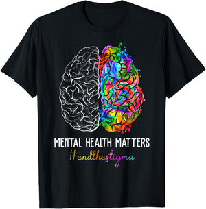 End The Stigma Mental Health Matters Mental Health Awareness T-Shirt - T-Shirt | Black