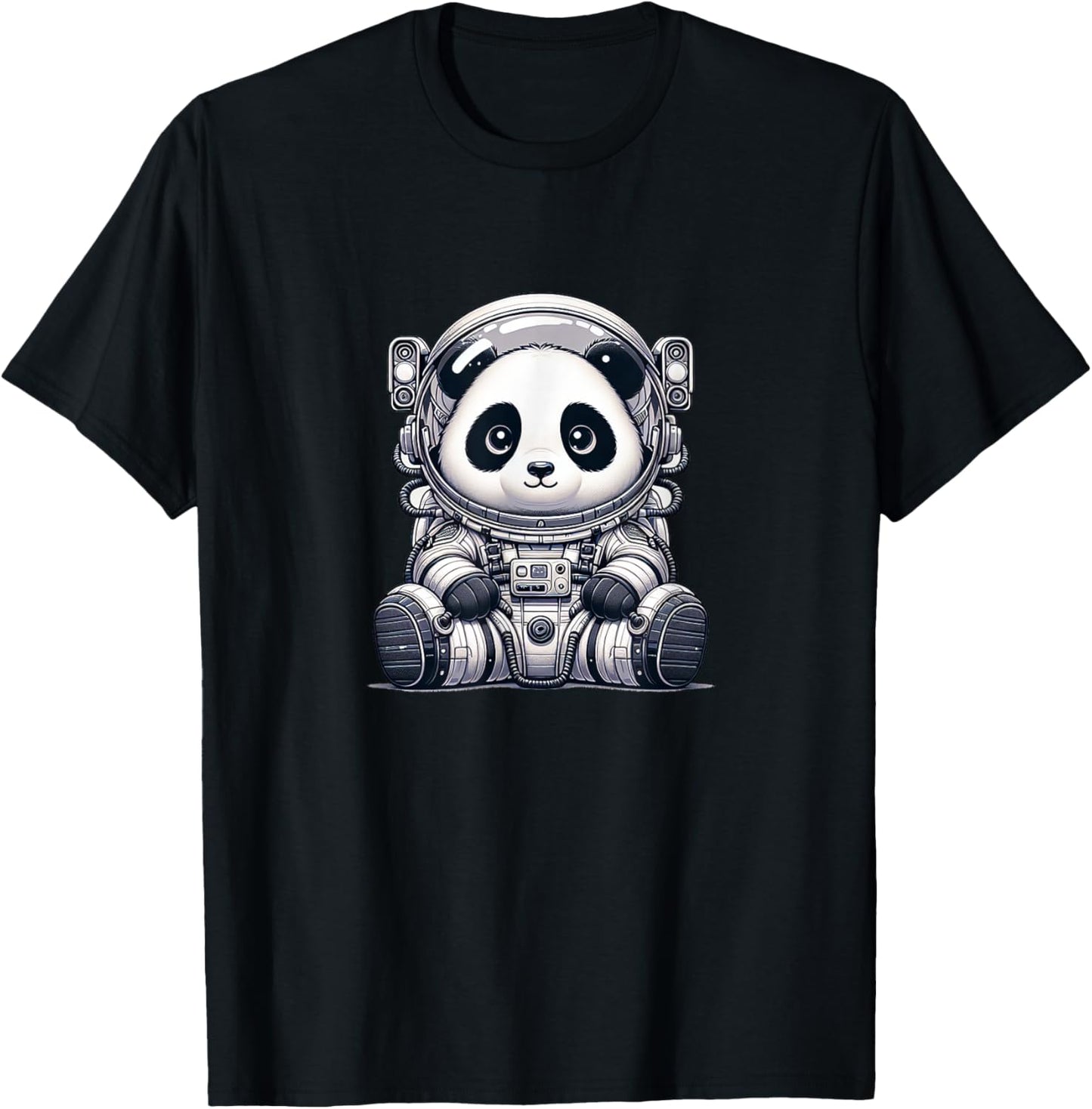 Cute Panda Astronaut T-Shirt - T-Shirt | Black