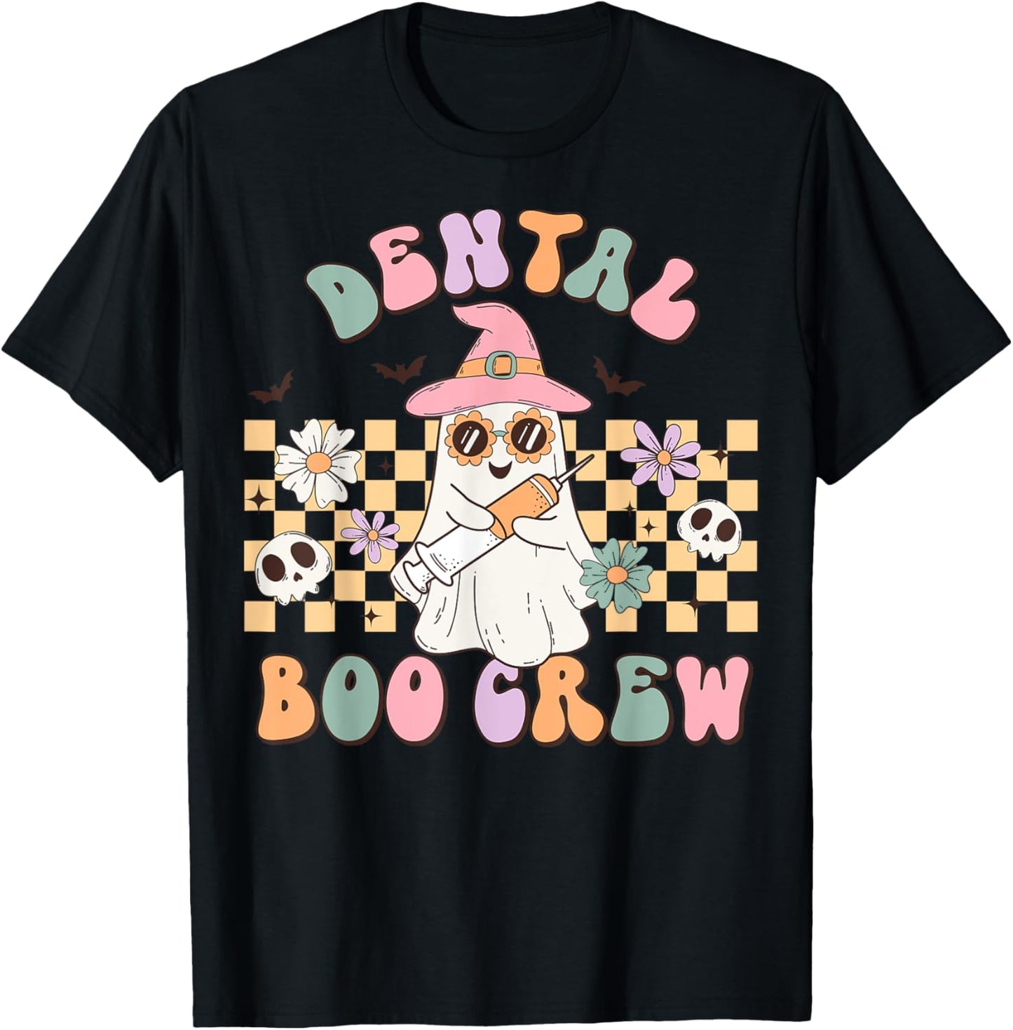 Dental Boo Crew Retro Halloween Dental Assistant T-Shirt - T-Shirt | Black