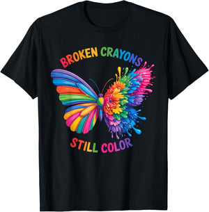 Broken Crayons Still Color Inspirational Quote Motivational T-Shirt - T-Shirt | Black