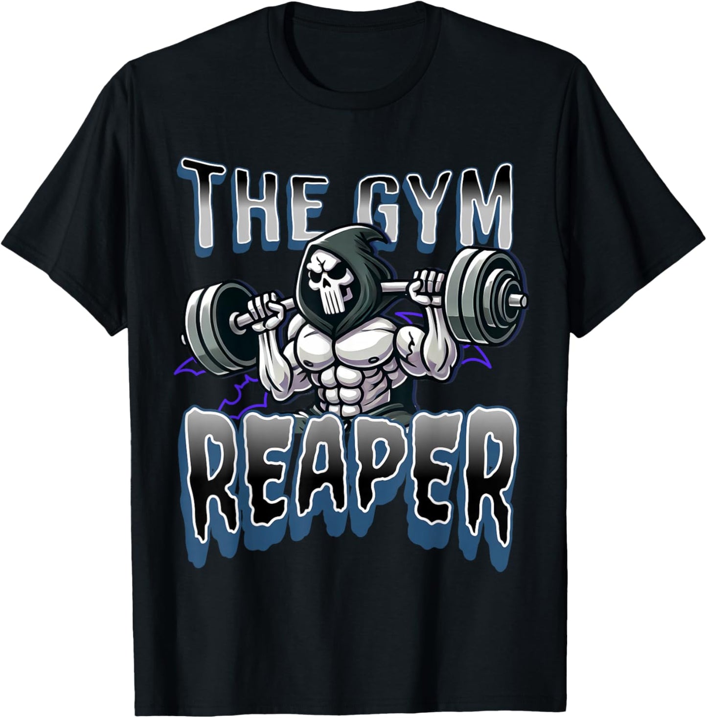 Grim Reaper Workout Gym Halloween : Gym Reaper Design, Black, -Adults, Short Sleeve, , Size Small T-Shirt - T-Shirt | Black